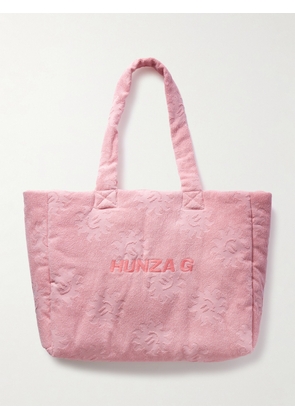 Hunza G - Sunny Embroidered Cotton-terry Jacquard Tote - Pink - One size
