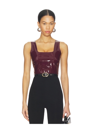 Commando Faux Patent Leather Crop Top in Burgundy. Size L. Also in M, S, XL, XS.