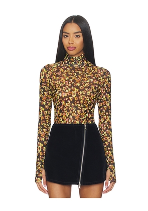 AFRM Zadie Flocked Mesh Top in Yellow. Size 2X. Also in S, XXS, XS, M, L, XL, 1X, 3X.