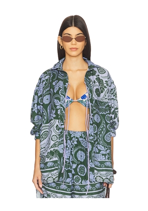 Agua Bendita x REVOLVE Swan Shirt in Blue. Size XS-S. Also in M-L.