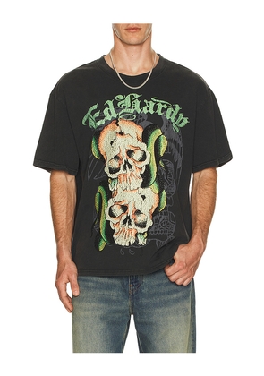 Ed Hardy Skull Snakes Boxy Tee in Black. Size M. Also in S, L.