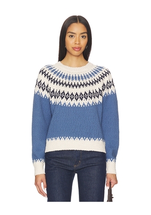 Autumn Cashmere Chunky Fair Isle Crew Sweater in Blue. Size S. Also in XS, M.