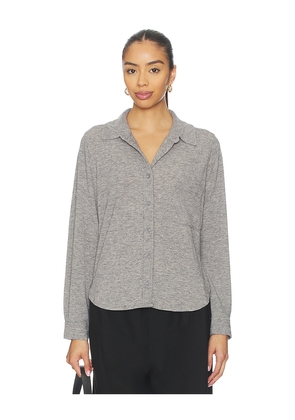 Bobi Button Front Collar Tee in Grey. Size M. Also in XS, S, L.