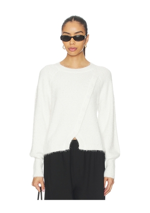 Bobi Diagonal Placket Sweater in White. Size M. Also in XS, S, L, XL.