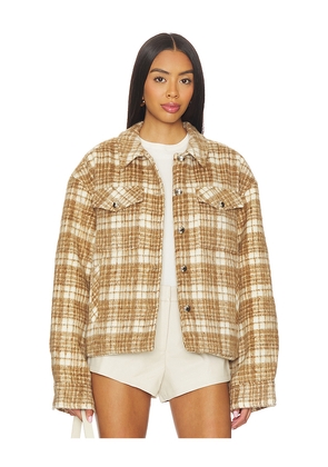 GUIZIO Quilted Plaid Jacket in Brown. Size S. Also in XXS, XS, L, XL, XXL.