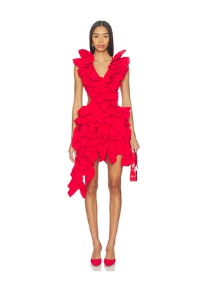 AKNVAS Olive Ruffle Dress in Red. Size 10. Also in 0, 2, 4, 8.