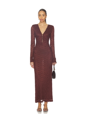 Bardot Zenia Long Sleeve Midi Dress in Chocolate. Size 12. Also in 4, 2, 6, 8, 10.