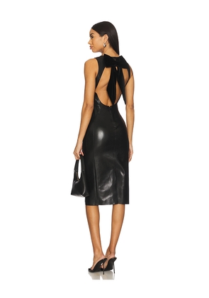 Alice + Olivia Wynell Vegan Leather Midi Dress in Black. Size 2. Also in 0, 4, 6, 8.
