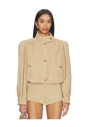 Bardot Leon Vegan Leather Jacket in Beige. Size L. Also in XL.