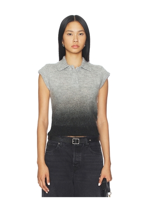ALIGNE Lexi Knitted Polo Top in Grey. Size 10. Also in 4, 2, 6, 8.