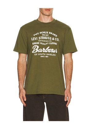 Barbour x Levi's Graphic T-Shirt in Olive. Size M. Also in S, L, XL/1X, XXL/2X.