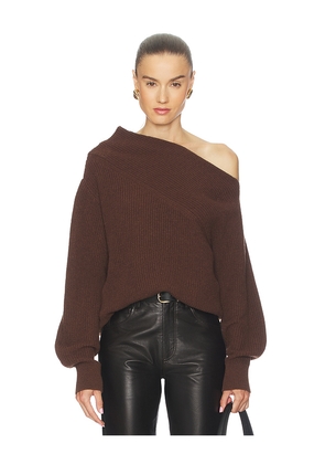 Brochu Walker Hart Off Shoulder Pullover in Brown. Size M. Also in XS, S, L.