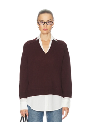 Brochu Walker V-neck Layered Pullover in Brown. Size M. Also in XS.
