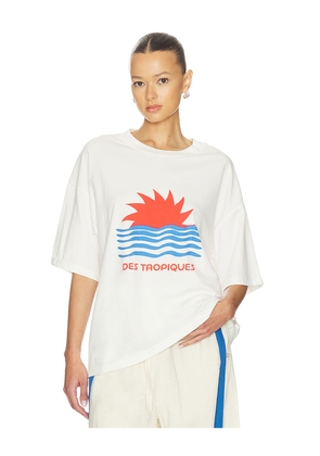 Araminta James Tropiques Oversized Tee in White. Size M. Also in S, XS.