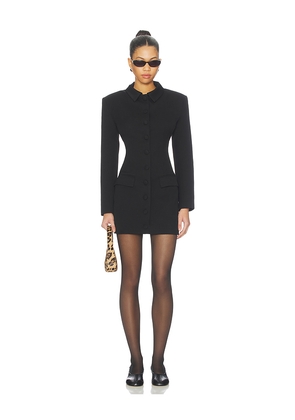 AEXAE Wool Contoured Collar Mini Dress in Black. Size S. Also in XS, M.
