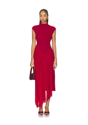 ET OCHS Francis Knit Combo Midi Dress in Red. Size L. Also in M, XS.