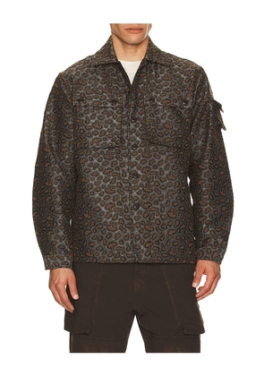 Beams Plus Mil Camo Jacquard Shirt Jacket in Brown. Size M. Also in L, S.