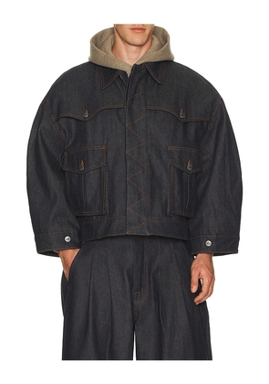 Art Community Reversible 7 Pocket Japanese Denim Jacket in Blue. Size S. Also in XXL/2X.