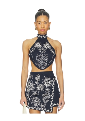 Agua Bendita Elay Crop Top in Navy. Size M. Also in S, L.