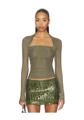 Amanda Uprichard Delilah Top in Olive. Size M. Also in L, S, XL, XS.