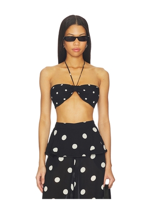 ADRIANA DEGREAS Polka Dot Bandeau Top in Black. Size M. Also in S.