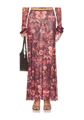 Agua Bendita Brace Skirt in Red. Size M. Also in XS, S, L.