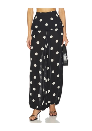 ADRIANA DEGREAS Polka Dot Peplum Pants in Black. Size M. Also in L.
