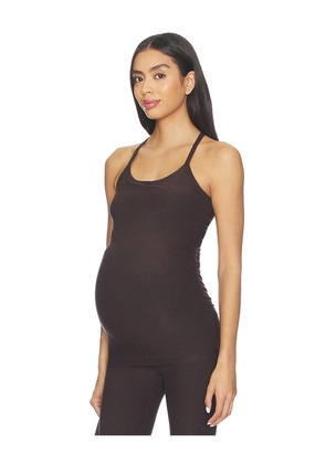 Beyond Yoga Spacedye Keep Your Cool Maternity Slip Top in Brown. Size M. Also in XS, XL.