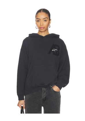 ANINE BING Jaci Hoodie Letterman in Black. Size M. Also in XS, S, L.