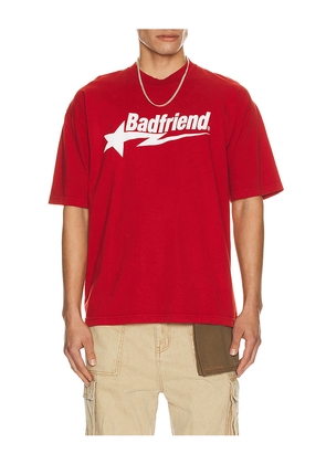 Badfriend Star Logo Tee in Red. Size M. Also in S, L, XL/1X.