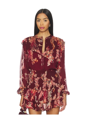 HEMANT AND NANDITA Smocked Top in Red. Size M. Also in XS, S, L, XL.