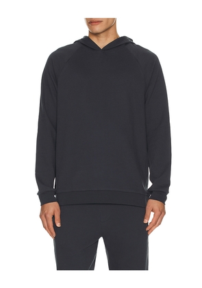 Barefoot Dreams Waffle Thermal Hoodie in Navy. Size M. Also in S, L, XL/1X.