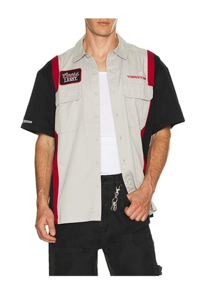 Brixton Coors Light Shake Down Short Sleeve Shirt in Grey,Black. Size M. Also in S, L, XL/1X.