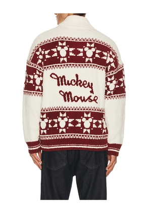 Barefoot Dreams Disney Mickey Fair Isle Zip Sweater in Cream. Size 3. Also in 2, 4.