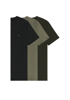 ALLSAINTS Brace Crew Neck 3 Pack Tee in Black,Green. Size M. Also in S, L, XL/1X.
