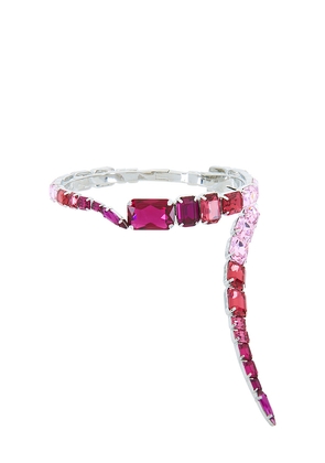 AREA Ombre Crystal Wrap Choker Necklace in Pink.