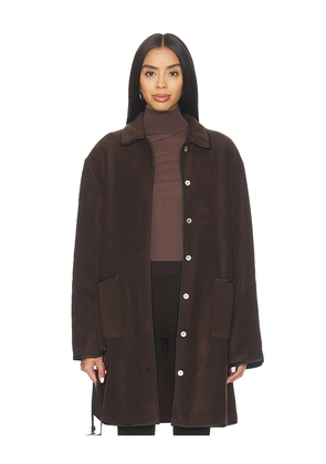 DONNI. Long Jacket in Chocolate. Size S. Also in XS, M.