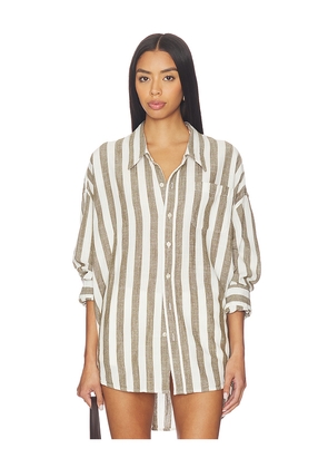 Denimist Button Front Shirt in Olive,White. Size S. Also in M.