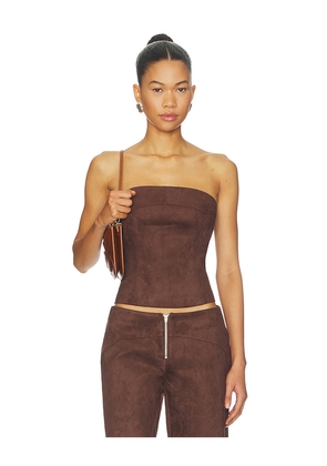 BY.DYLN Avila Corset Top in Chocolate. Size M. Also in XS, S, L, XL.