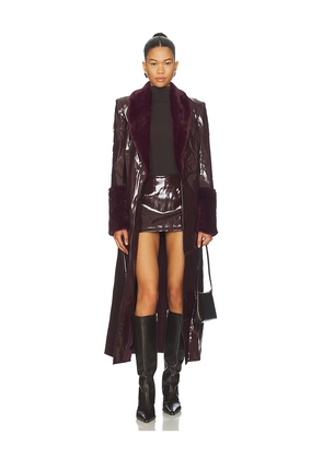 BY.DYLN Tamara Trench Coat in Burgundy. Size L. Also in XS, S, M, XL.