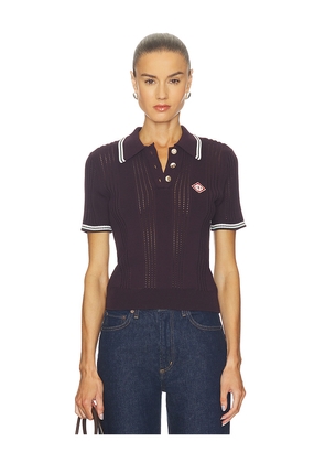 Casablanca Short Sleeve Polo Top in Purple. Size S. Also in XS, M.
