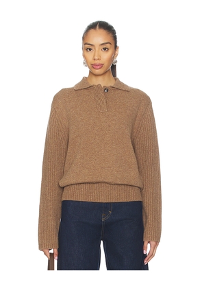 ALIGNE Jill Merino Rugby Pullover in Brown. Size M. Also in L, S, XS.