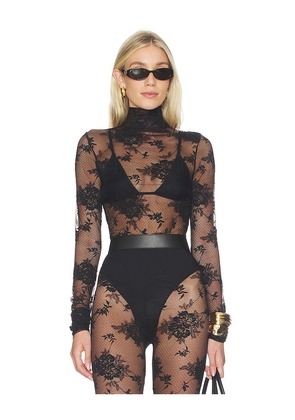 The Andamane West Lace Bodysuit Crisscross Back Bodysuit in Black. Size M. Also in S, L.