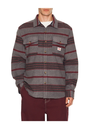 Brixton Altered Threads Overshirt in Grey. Size M. Also in S, L, XL/1X.