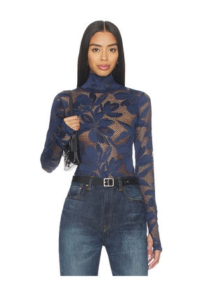 AFRM Zadie Crochet Floral Top in Navy. Size M. Also in S.