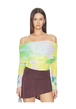 AFRM Maxine Bodysuit in Green,Yellow. Size 2X. Also in S, XXS, XS, M, L, XL, XXL, 1X.