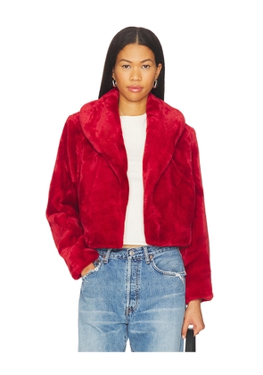 BLANKNYC Cropped Faux Fur Coat in Red. Size M. Also in L, S, XS.