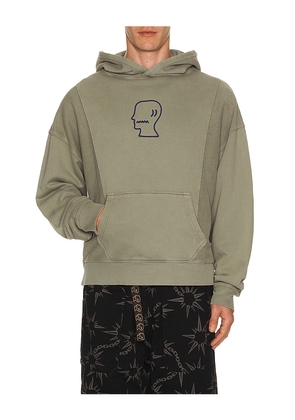 Brain Dead Mendoza Cropped Hoodie in Green. Size M. Also in S, L, XL/1X.