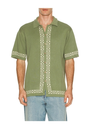 Critical Slide La Concha Knit Shirt in Green. Size L. Also in M, S.