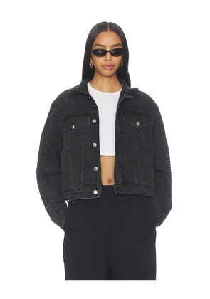 Alexander Wang Denim Track Jacket With Embossed Logo Panel in Black. Size M. Also in S, L.
